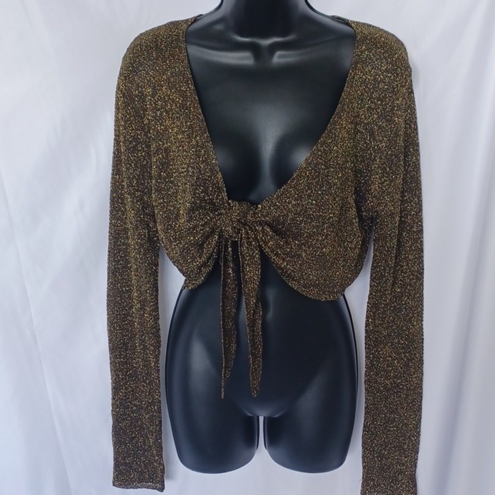 Cejon Accessories Inc. Bolero, front tie, gold thread, NWT, sz L